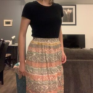Vintage boho tribal midi skirt